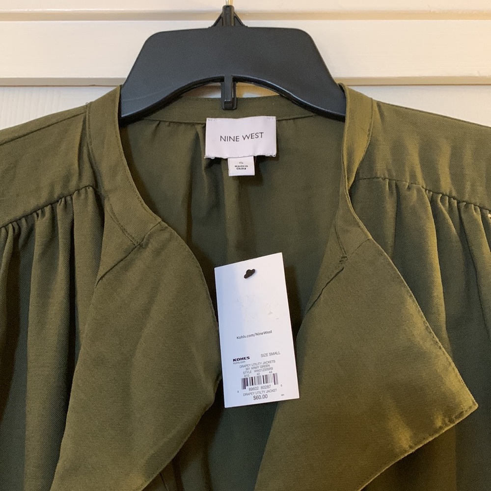 NWT Nine West Dark Olive Green Utility Jacket, Size Small - Picture 5 of 12
